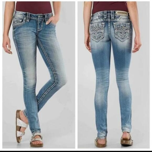 Rock Revival Aliana Skinny Rhinestone Studded Jeans sz 29 - Picture 1 of 8